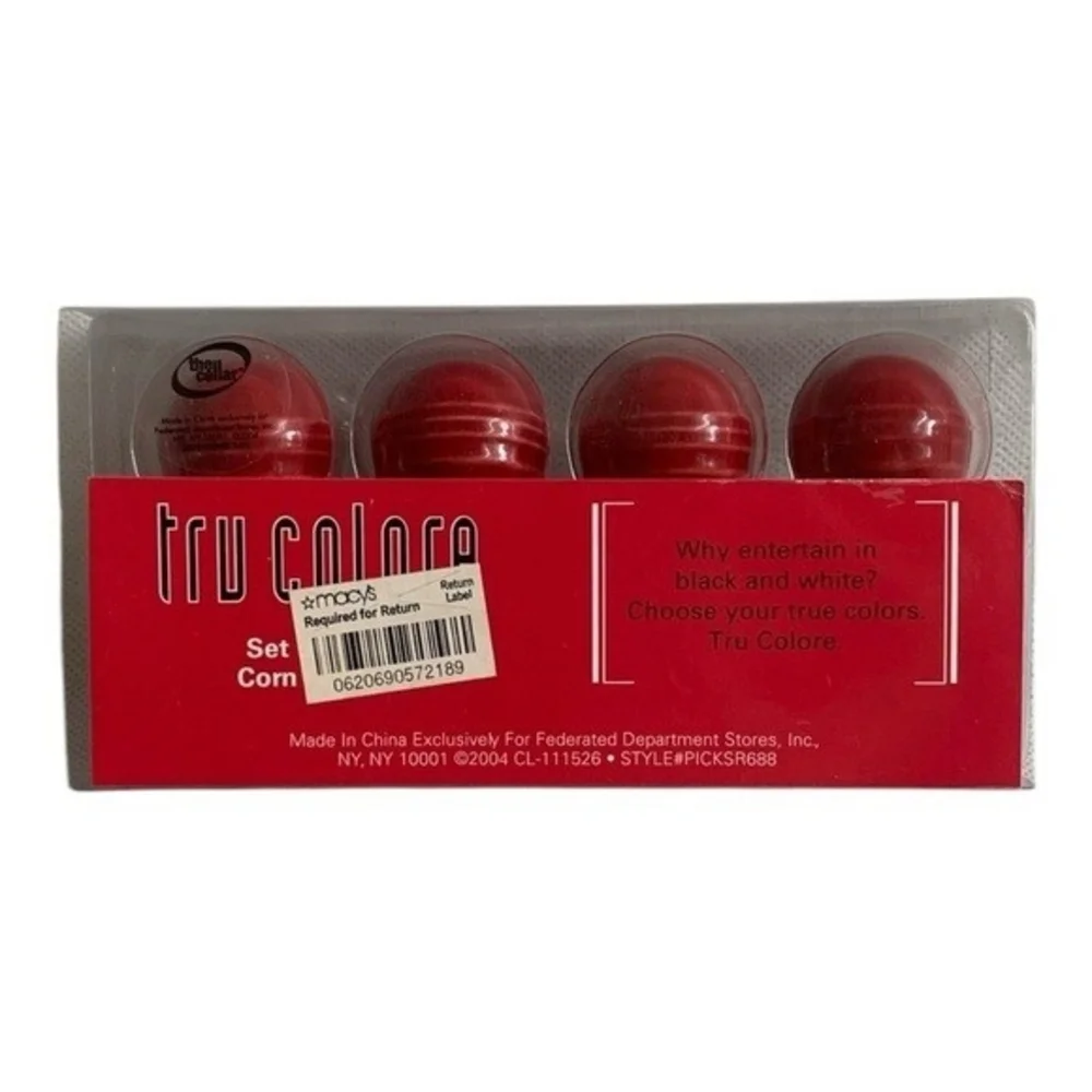 Tru Colore Corn Holders Set of 4 Red Ball Ceramic Metal Corn Sticks NIB